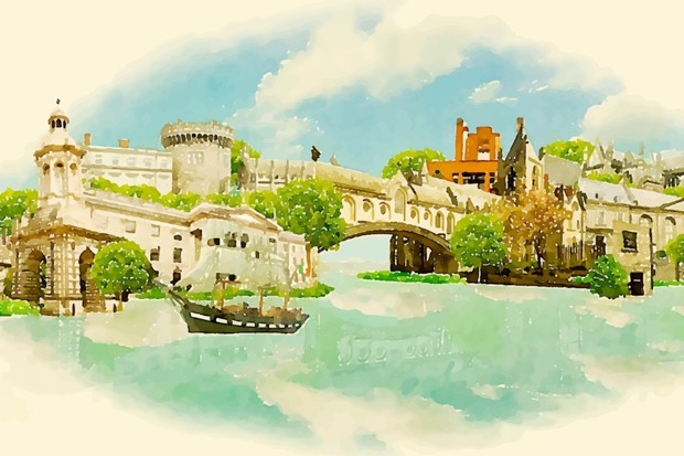Watercolour illustration of Dublin
