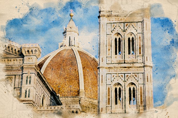 Watercolour illustration of Florence
