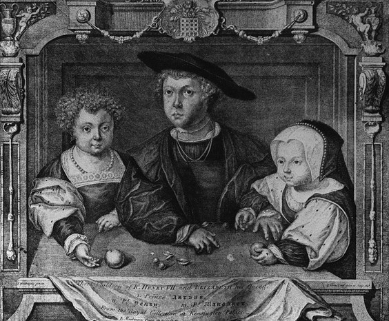 A portrait of three of the children of Henry VII: Prince Henry; Arthur Prince of Wales and Princess Margaret. (Photo by Hulton Archive/Getty Images)