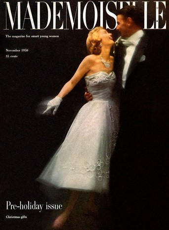 Debutante in white rayon net ballgown with rhinestones by Carolyn Fashion, Capezio jeweled slippers, rhinestone necklace and earrings by Karu, and white glace gloves by Kay Fuchs. (Photo by Stephen Colhoun/Condé Nast via Getty Images)