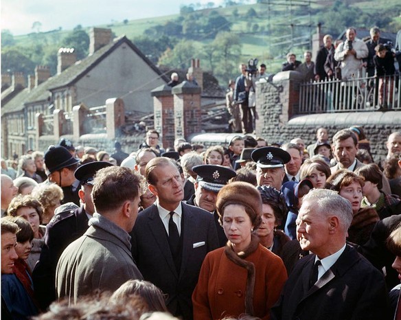 The Queen and Prince Philip visiting Aberfan.