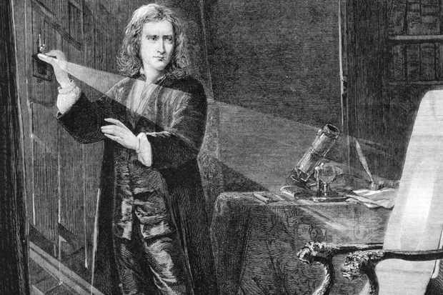 Isaac Newton investigating light